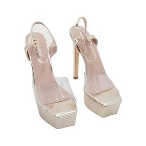 BERNESS Women's Energy Clear Platform Heels Gold Size 7